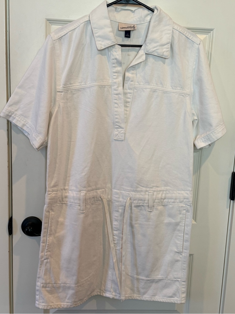 Universal Thread White Short-Sleeve Utility Romper with Drawstring Waist